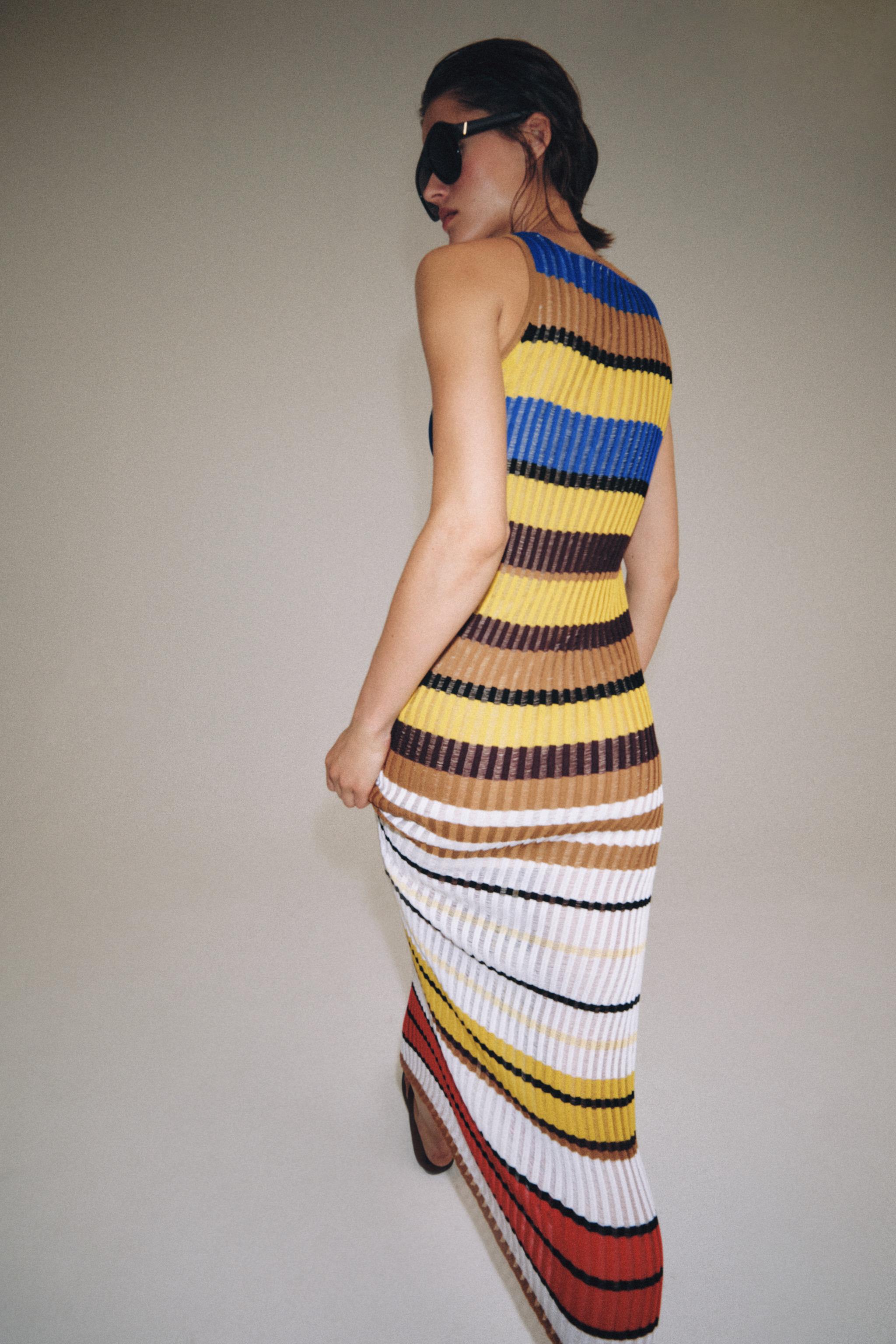 STRIPED LONG KNIT DRESS